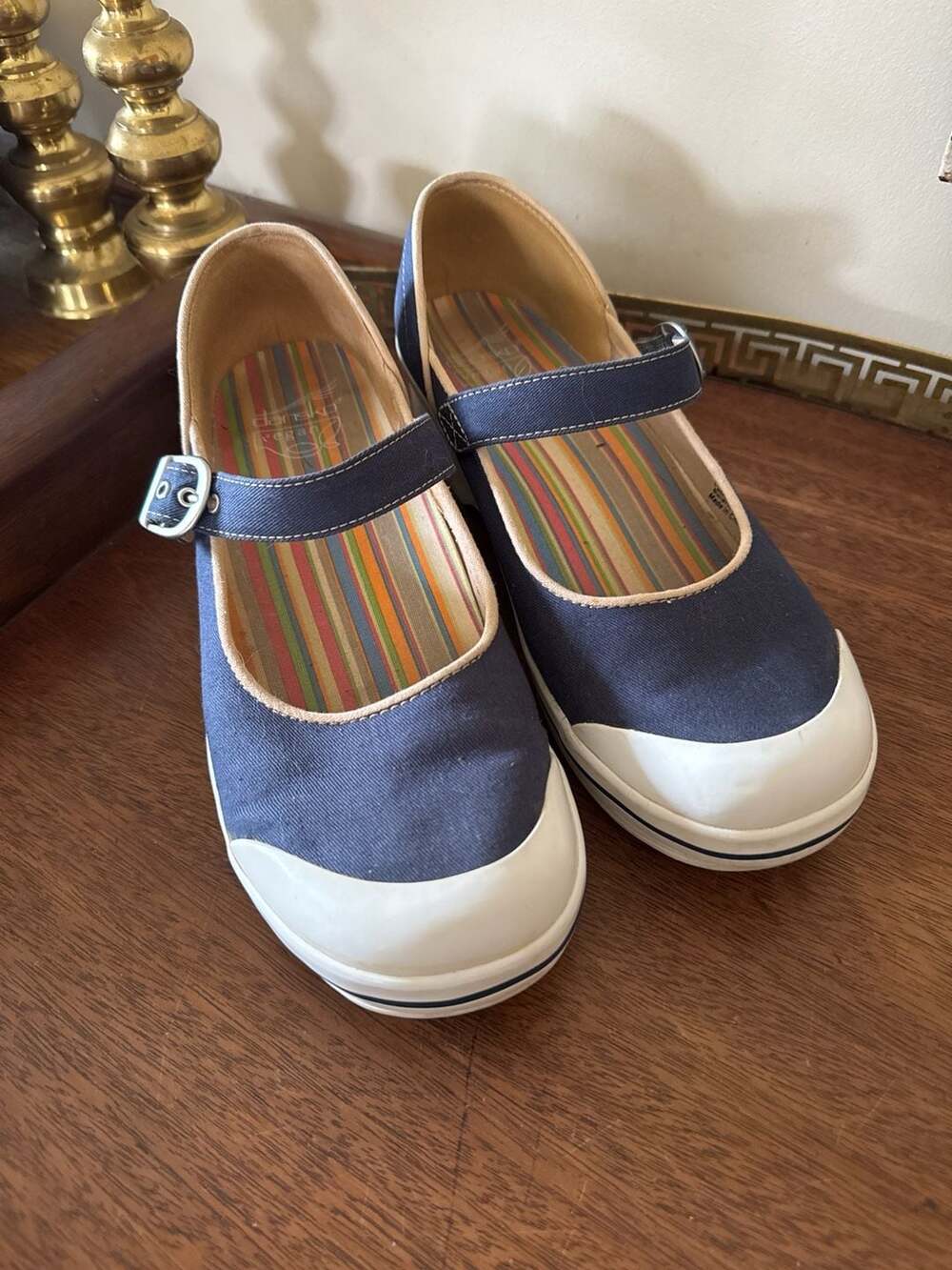 Dansko Volley Vegan Navy Canvas Mary Jane Clogs Size 40